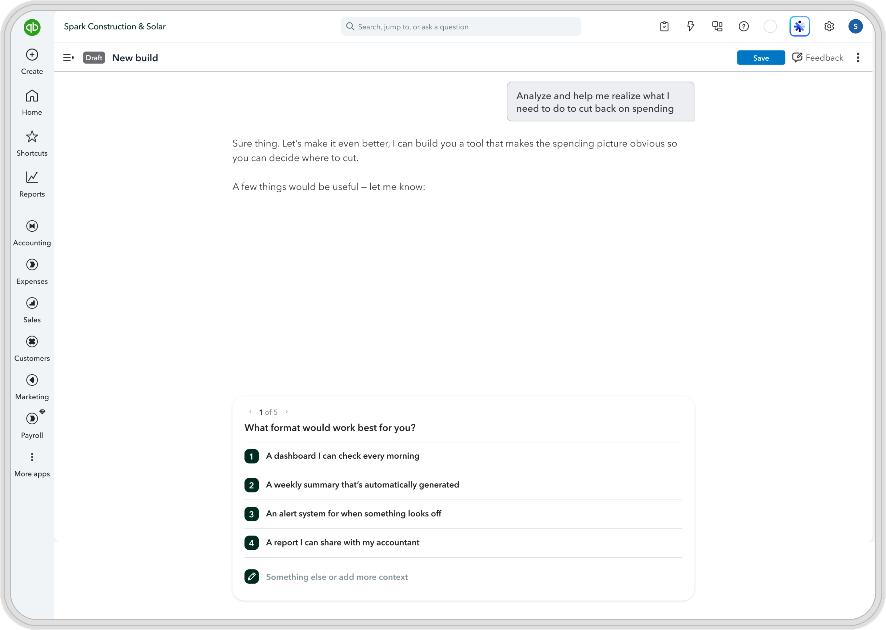 Intuit Builder project showcase, screen 2