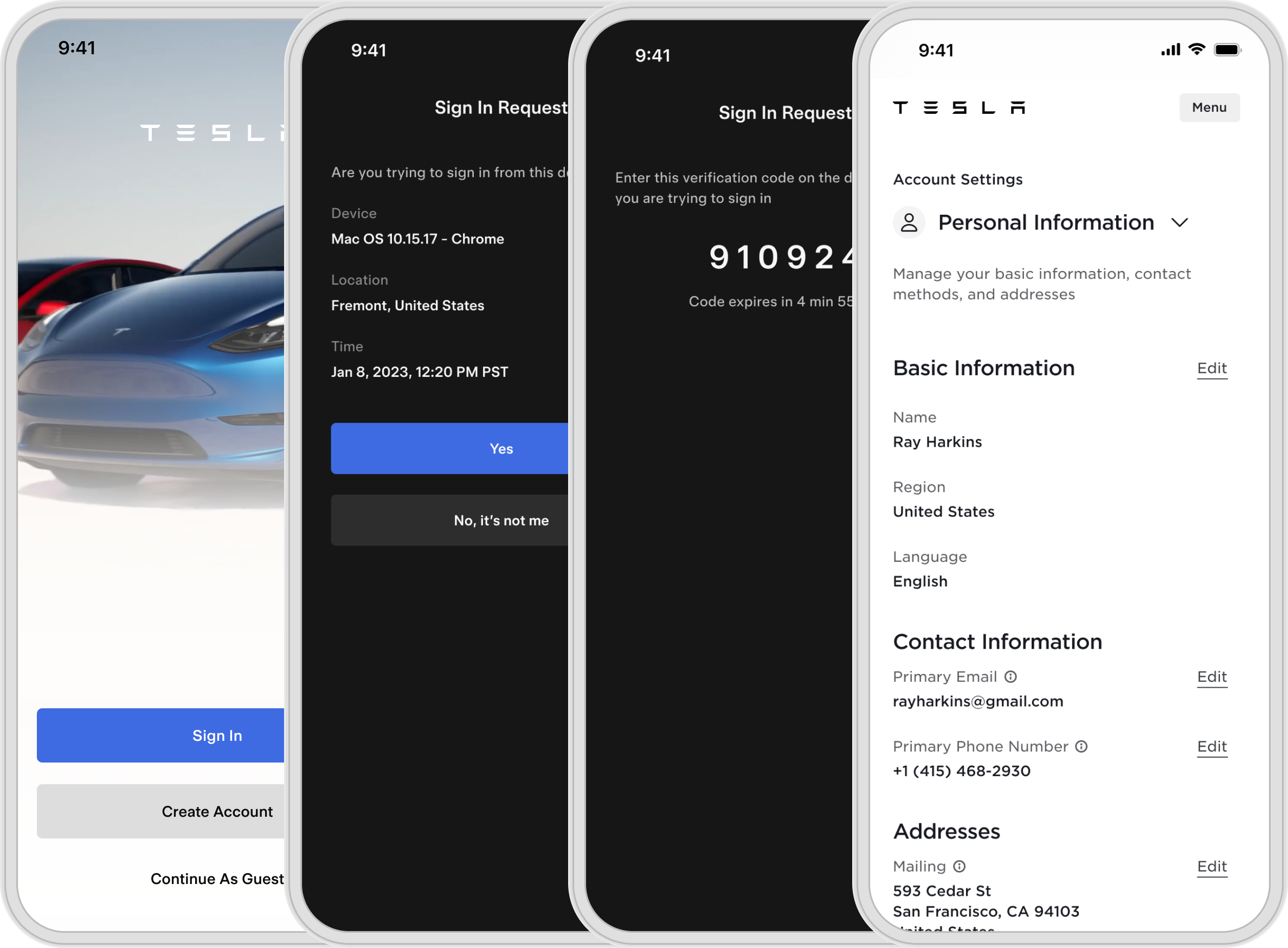 Tesla account management project showcase